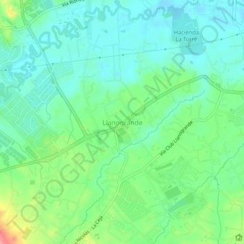 Llanogrande topographic map, elevation, terrain