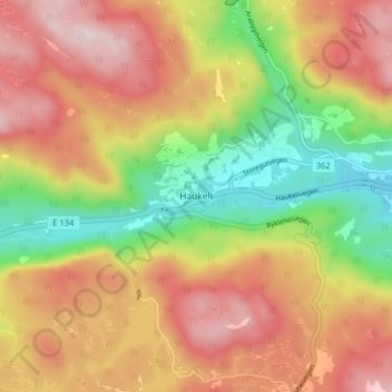 Haukeli topographic map, elevation, terrain