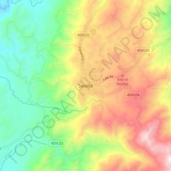Sevilla topographic map, elevation, terrain