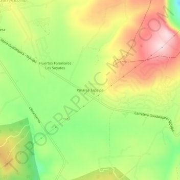 Pinares Tapalpa topographic map, elevation, terrain
