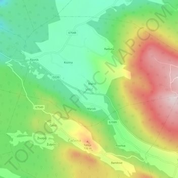Velić topographic map, elevation, terrain