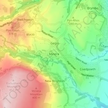 Minera topographic map, elevation, terrain