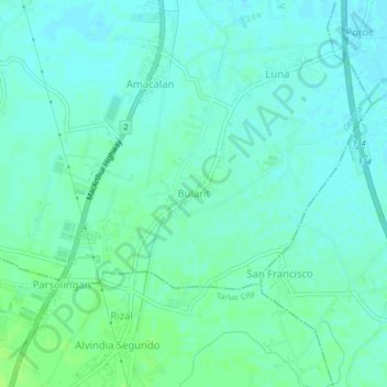 Bularit topographic map, elevation, terrain