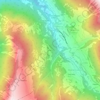 Vichères topographic map, elevation, terrain