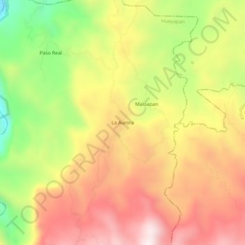 La Aurora topographic map, elevation, terrain