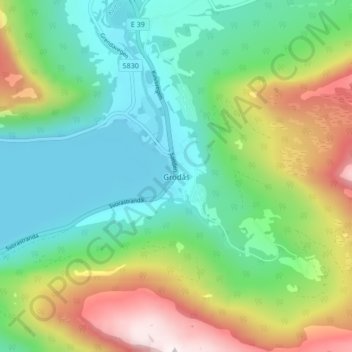 Grodås topographic map, elevation, terrain