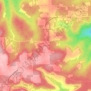 Drifting topographic map, elevation, terrain