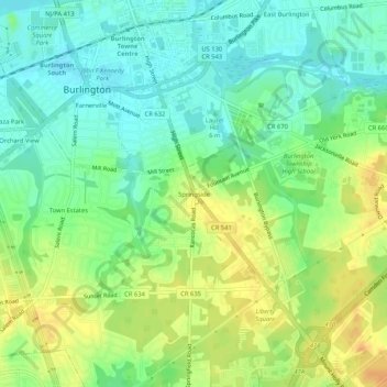 Springside topographic map, elevation, terrain