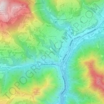 Ceradello topographic map, elevation, terrain