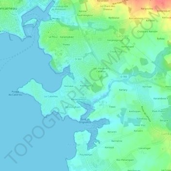 Kerangall topographic map, elevation, terrain