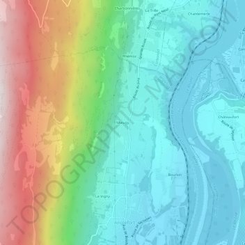 Mieugy topographic map, elevation, terrain
