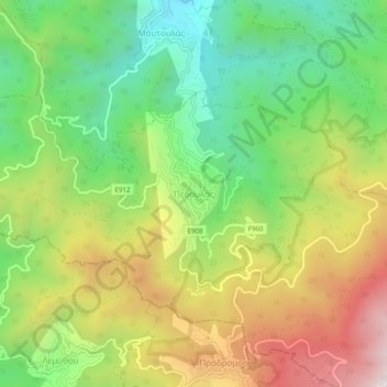 Pedoulas topographic map, elevation, terrain
