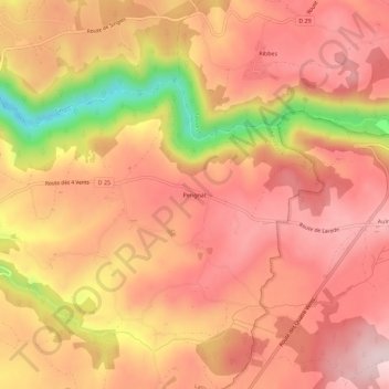 Perignat topographic map, elevation, terrain