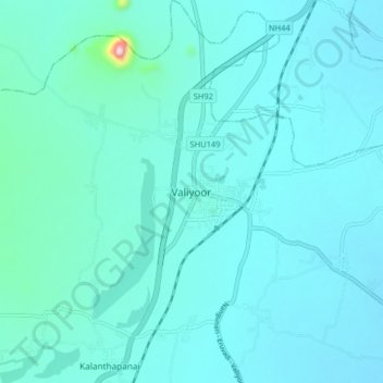 Valiyoor topographic map, elevation, terrain
