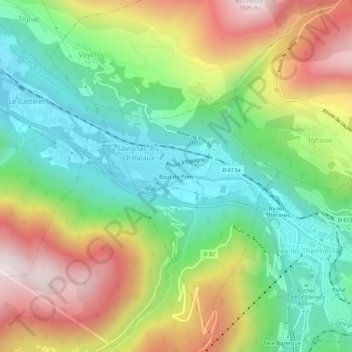 Bout du Pont topographic map, elevation, terrain
