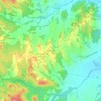 Mas Savalls topographic map, elevation, terrain