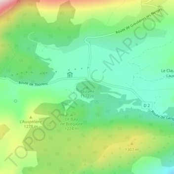 Taulane topographic map, elevation, terrain