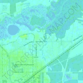 East Moss Point topographic map, elevation, terrain