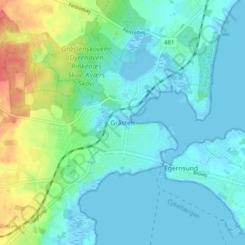 Gråsten topographic map, elevation, terrain