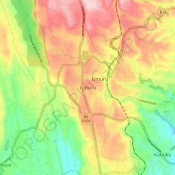 Limuru topographic map, elevation, terrain