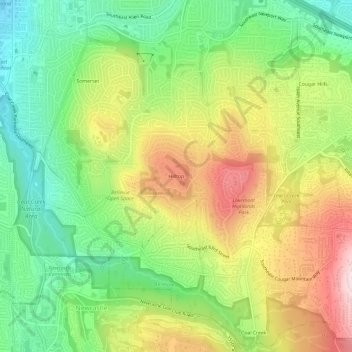 Hilltop topographic map, elevation, terrain