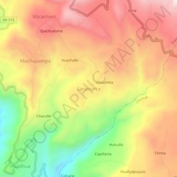 Saramarca topographic map, elevation, terrain