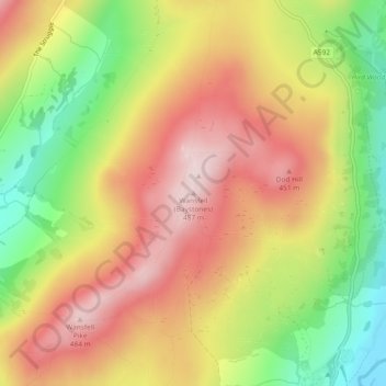 Wansfell (Baystones) topographic map, elevation, terrain