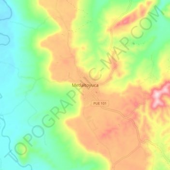 Metlaltoyuca topographic map, elevation, terrain