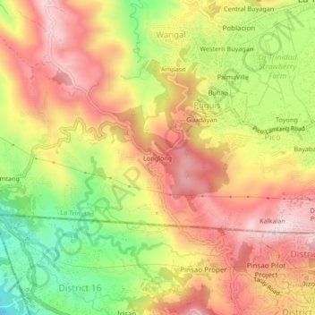 Longlong topographic map, elevation, terrain