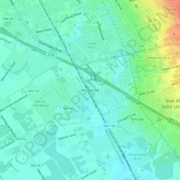 Mesilla Park topographic map, elevation, terrain
