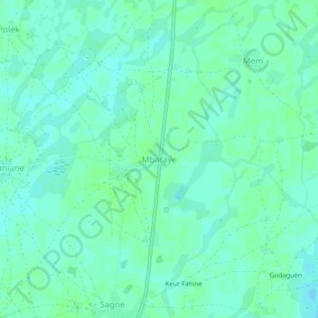 Mbafaye topographic map, elevation, terrain