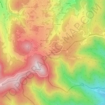 Giragoutte topographic map, elevation, terrain