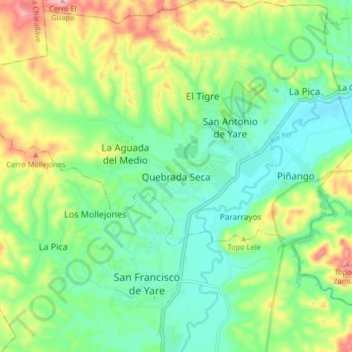 Quebrada Seca topographic map, elevation, terrain