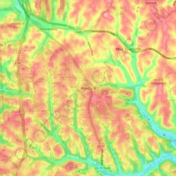 Wexford topographic map, elevation, terrain