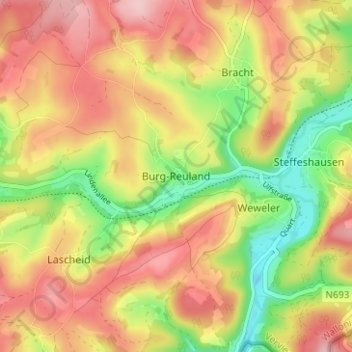 Burg-Reuland topographic map, elevation, terrain