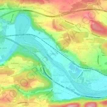 Dragnitz topographic map, elevation, terrain