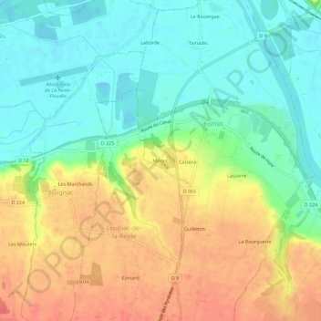Médoc topographic map, elevation, terrain