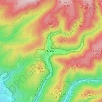 Lonau topographic map, elevation, terrain