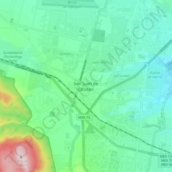 San Juan de Ocotán topographic map, elevation, terrain