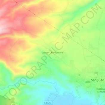 Canton Chantusnene topographic map, elevation, terrain