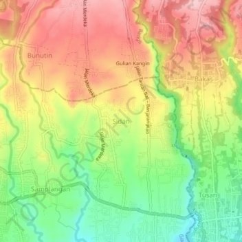 Sidan topographic map, elevation, terrain