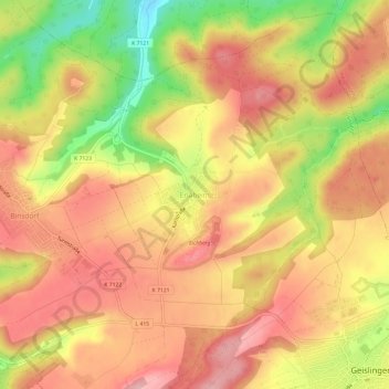 Erlaheim topographic map, elevation, terrain