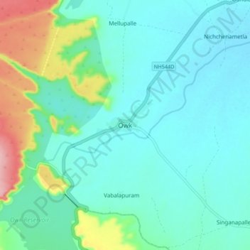 Owk topographic map, elevation, terrain
