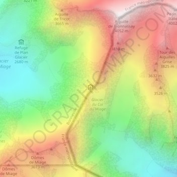Col de Miage topographic map, elevation, terrain