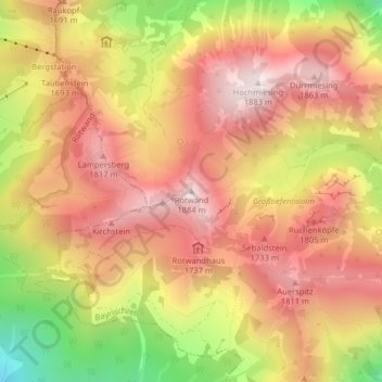 Rotwand topographic map, elevation, terrain