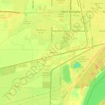 Hulbert topographic map, elevation, terrain