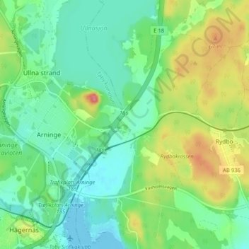 Ullna topographic map, elevation, terrain