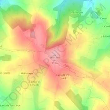 Mont Bel-Air topographic map, elevation, terrain