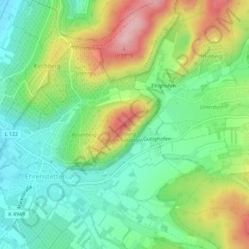 Ölberg topographic map, elevation, terrain