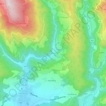 Urtlgraben topographic map, elevation, terrain